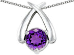Star K™ XO Hug and Kiss Pendant Necklace with Round 7mm Simulated Amethyst