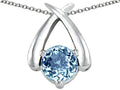 Star K™ XO Hug and Kiss Pendant Necklace with Round 7mm Simulated Aquamarine