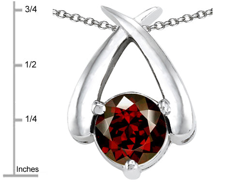 Star K™ XO Hug and Kiss Pendant Necklace with Round 7mm Simulated Garnet