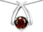 Star K™ XO Hug and Kiss Pendant Necklace with Round 7mm Simulated Garnet