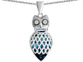Star K™ Good Luck Owl Pendant Necklace with Pear Shape Simulated Blue Topaz