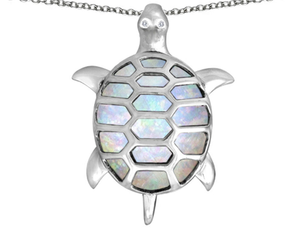 Star K™ Good Luck Turtle Pendant Necklace with Oval Created Opal
