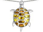 Star K™ Good Luck Turtle Pendant Necklace with Oval Simulated Citrine