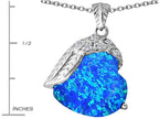 Star K™ Angel Wing of Love Pendant Necklace with Heart Shape Blue Created Opal
