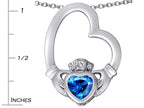 Star K™ Floating Heart Irish Claddagh Pendant Necklace with Heart Shape Simulated Blue Topaz