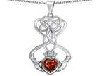 Star K™ Celtic Knot Claddagh Heart Pendant Necklace with Heart Shape Simulated Garnet