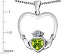 Star K™ Celtic Claddagh Heart Pendant Necklace with Heart Shape Simulated Peridot and Cubic Zirconia