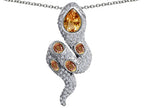 Star K™ Good Luck Snake Pendant Necklace with Simulated Imperial Yellow Topaz Stones