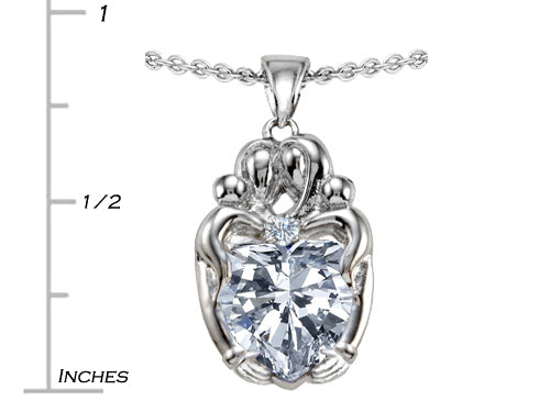 Star K™ Loving Mother And Twins Family Pendant Necklace With Heart Shape White Topaz