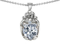Star K™ Loving Mother And Twins Family Pendant Necklace With Heart Shape White Topaz