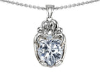 Star K™ Loving Mother And Twins Family Pendant Necklace With Heart Shape White Topaz