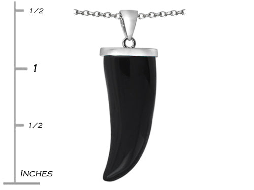 Star K™ Large Wolf Fang Tooth Pendant Necklace with Simulated Black Onyx