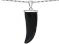 Star K™ Large Wolf Fang Tooth Pendant Necklace with Simulated Black Onyx