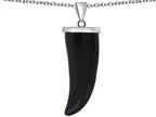 Star K™ Large Wolf Fang Tooth Pendant Necklace with Simulated Black Onyx