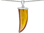 Star K™ Large Wolf Fang Tooth Pendant Necklace with Simulated Imperial Yellow Topaz
