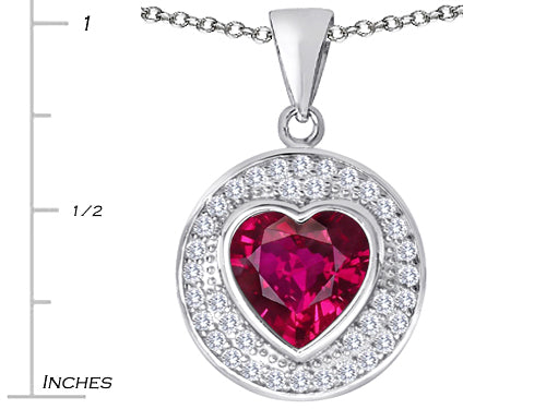 Star K ™ Circle Of Love Pendant Necklace with 10mm Heart Shape Created Ruby