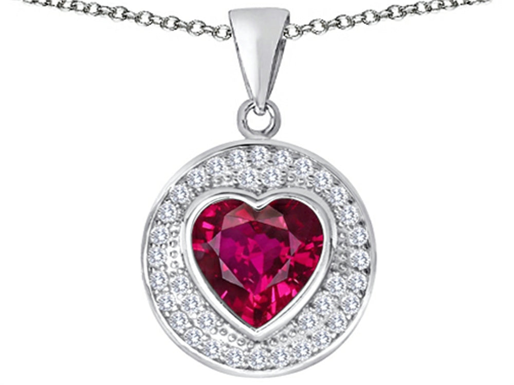 Star K ™ Circle Of Love Pendant Necklace with 10mm Heart Shape Created Ruby