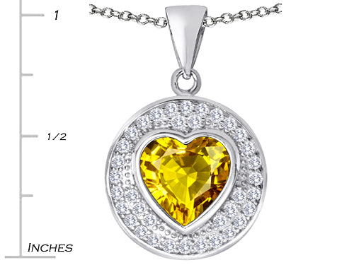 Star K ™ Circle Of Love Pendant Necklace with 10mm Heart Shape Simulated Citrine
