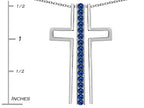 Star K ™ 2 in 1 Straight Path Cross Pendant Necklace wtih Round Created Sapphire