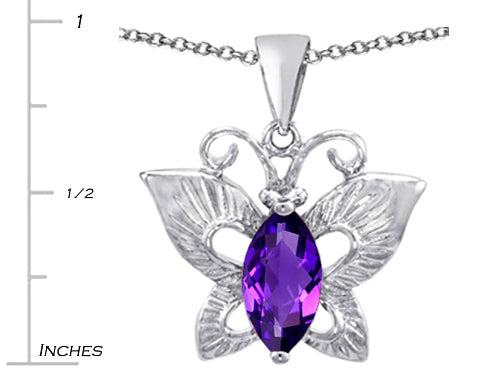 Star K™ Love Butterfly Pendant Necklace with Marquise Shape Simulated Amethyst