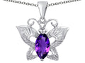 Star K™ Love Butterfly Pendant Necklace with Marquise Shape Simulated Amethyst