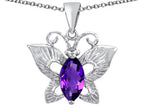 Star K™ Love Butterfly Pendant Necklace with Marquise Shape Simulated Amethyst