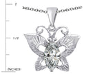 Star K™ Love Butterfly Pendant Necklace with Marquise Shape Genuine White Topaz