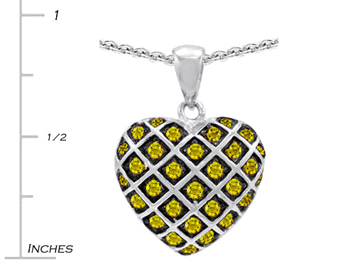 Star K™ Round Simulated Citrine Puffed Heart Pendant Necklace