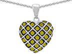 Star K™ Round Simulated Citrine Puffed Heart Pendant Necklace