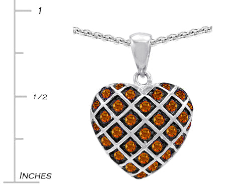 Star K™ Round Simulated Orange Mexican Fire Opal Puffed Heart Pendant Necklace