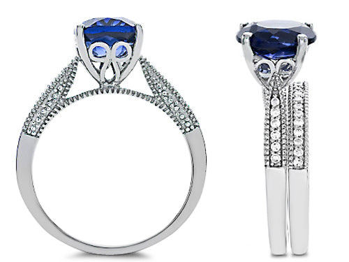 Star K Round 7mm Created Sapphire Wedding Set