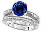 Star K Round 7mm Created Sapphire Wedding Set