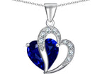Star K™ Large 12mm Simulated Blue Sapphire Heart Pendant Necklace with Sterling Silver Chain