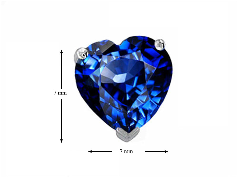 Star K™ 7mm Heart Shape Simulated Sapphire Earrings Studs