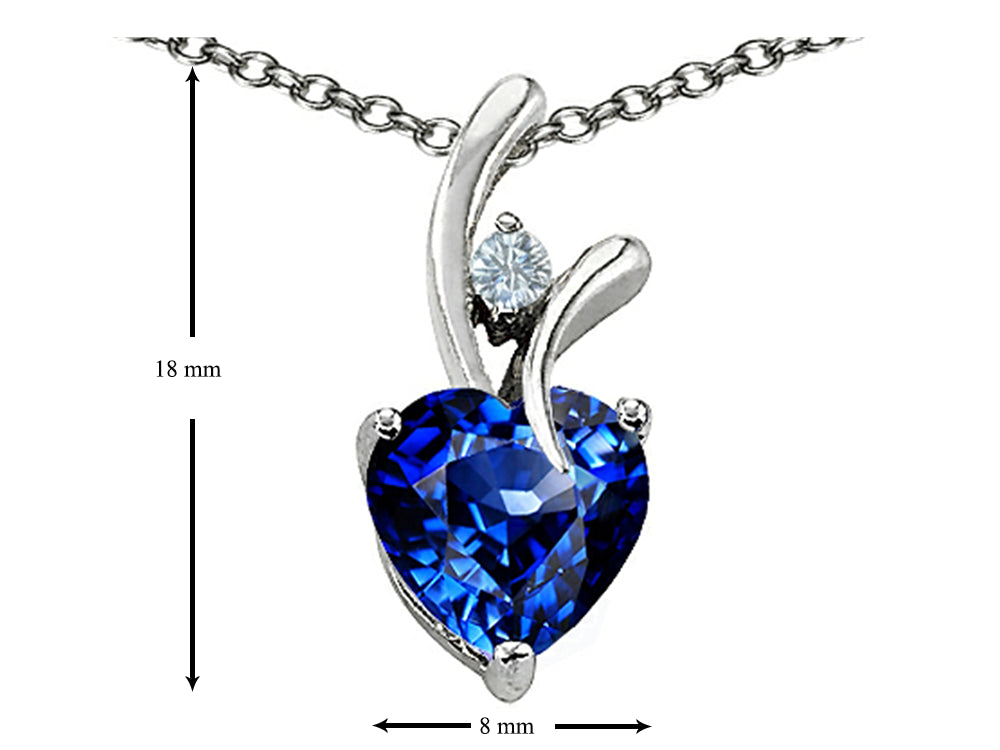 Star K™ Heart Shape 8mm Simulated Sapphire Love Pendant Necklace