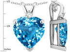 Star K™ 8mm Heart Shape Genuine Blue Topaz Heart Pendant Necklace