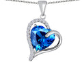 Star K™ Heart Shape 12mm Simulated Blue Topaz Double Heart Love Pendant Necklace