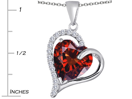 Star K™ Heart Shape 12mm Simulated Garnet Double Heart Love Pendant Necklace