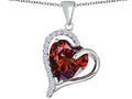 Star K™ Heart Shape 12mm Simulated Garnet Double Heart Love Pendant Necklace