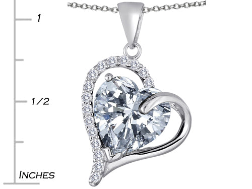 Star K™ Heart Shape 12mm Simulated White Topaz Double Heart Love Pendant Necklace