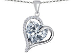Star K™ Heart Shape 12mm Simulated White Topaz Double Heart Love Pendant Necklace