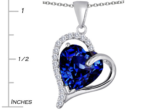 Star K™ Heart Shape 12mm Simulated Sapphire Double Heart Love Pendant Necklace