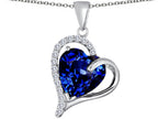Star K™ Heart Shape 12mm Simulated Sapphire Double Heart Love Pendant Necklace