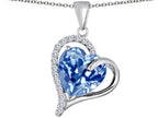 Star K™ Heart Shape 12mm Simulated Aquamarine Double Heart Love Pendant Necklace