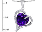 Star K™ Heart Shape 12mm Simulated Amethyst Double Heart Love Pendant Necklace
