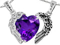 Star K™ His and Hers winged Love Couple 2pcs Pendant Necklace set with Heart Shape 11mm Simulated Amethyst