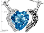 Star K™ His and Hers winged Love Couple 2pcs Pendant Necklace set with Heart Shape 11mm Simulated Blue Topaz