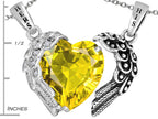 Star K™ His and Hers winged Love Couple 2pcs Pendant Necklace set with Heart Shape 11mm Simulated Citrine