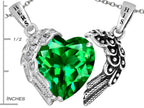 Star K™ His and Hers winged Love Couple 2pcs Pendant Necklace set with Heart Shape 11mm Simulated Emerald