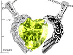 Star K™ His and Hers winged Love Couple 2pcs Pendant Necklace set with Heart Shape 11mm Simulated Peridot and C